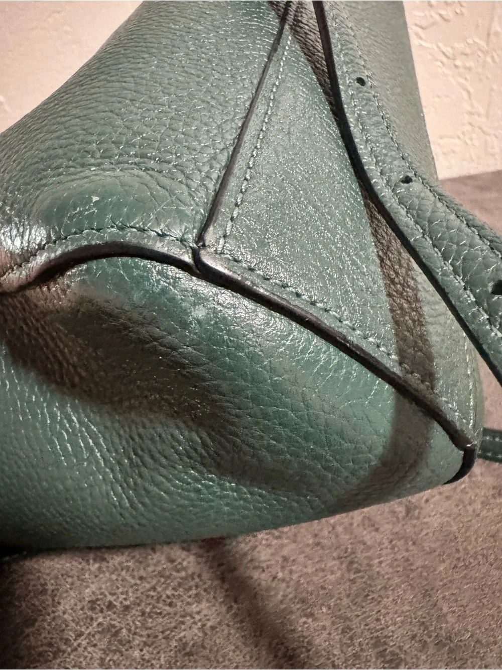Coach Dark Green Pebbled Leather Satchel with Crossbody Strap